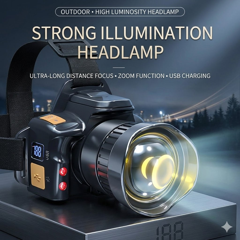High Power Rechargeable LED Headlamp Flashlight