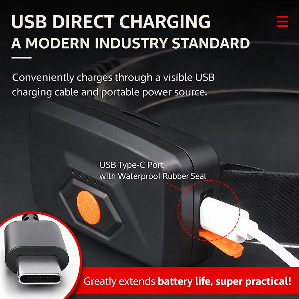 Lightweight USB Rechargeable LED Headlamp
